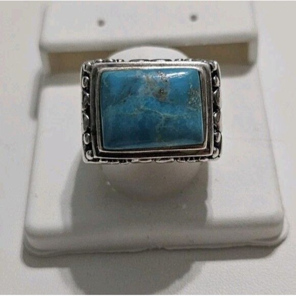 Sterling Silver Turquoise Filigree Dome Ring Size 7.5
